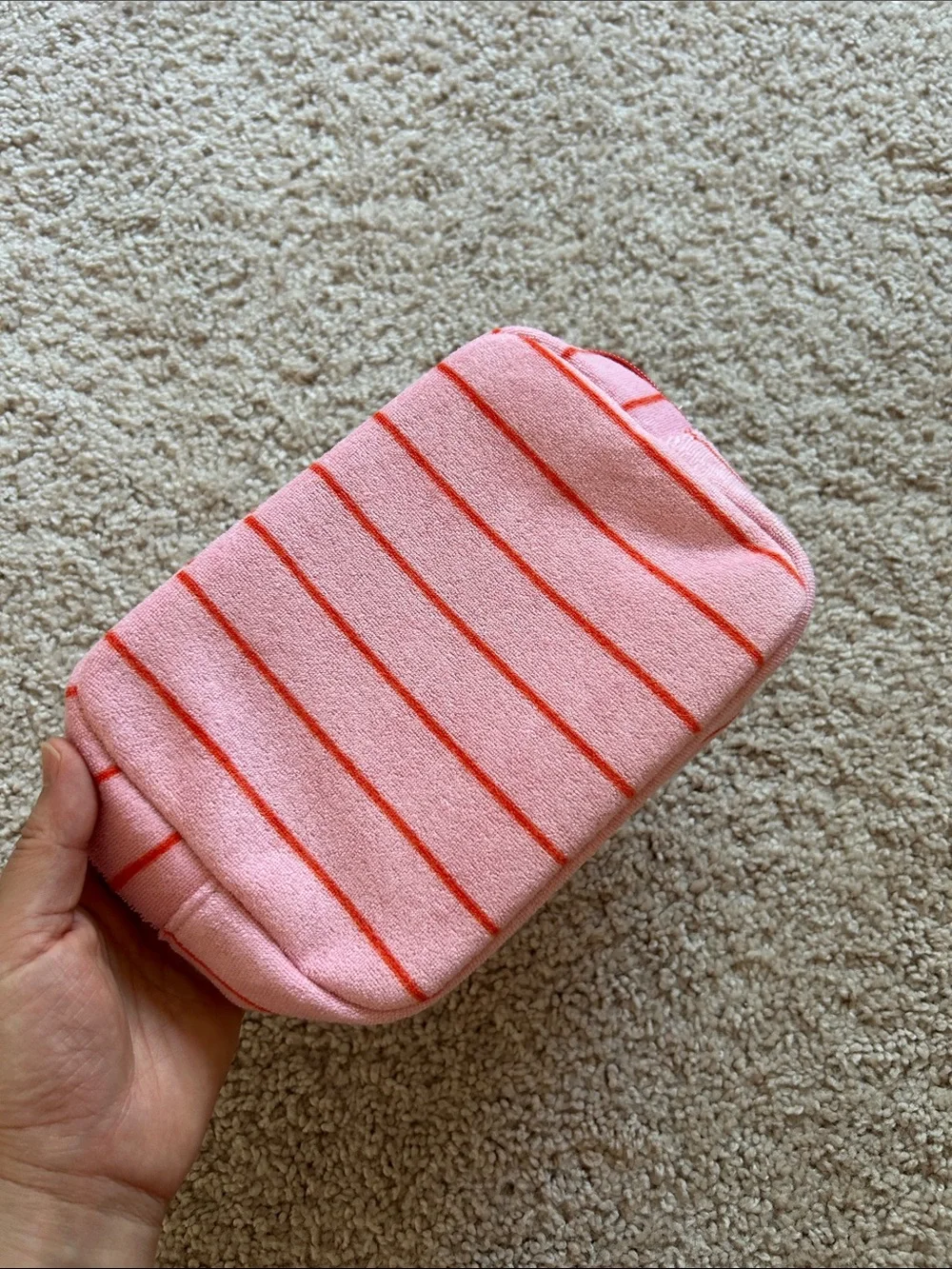 Terry pink makeup bag